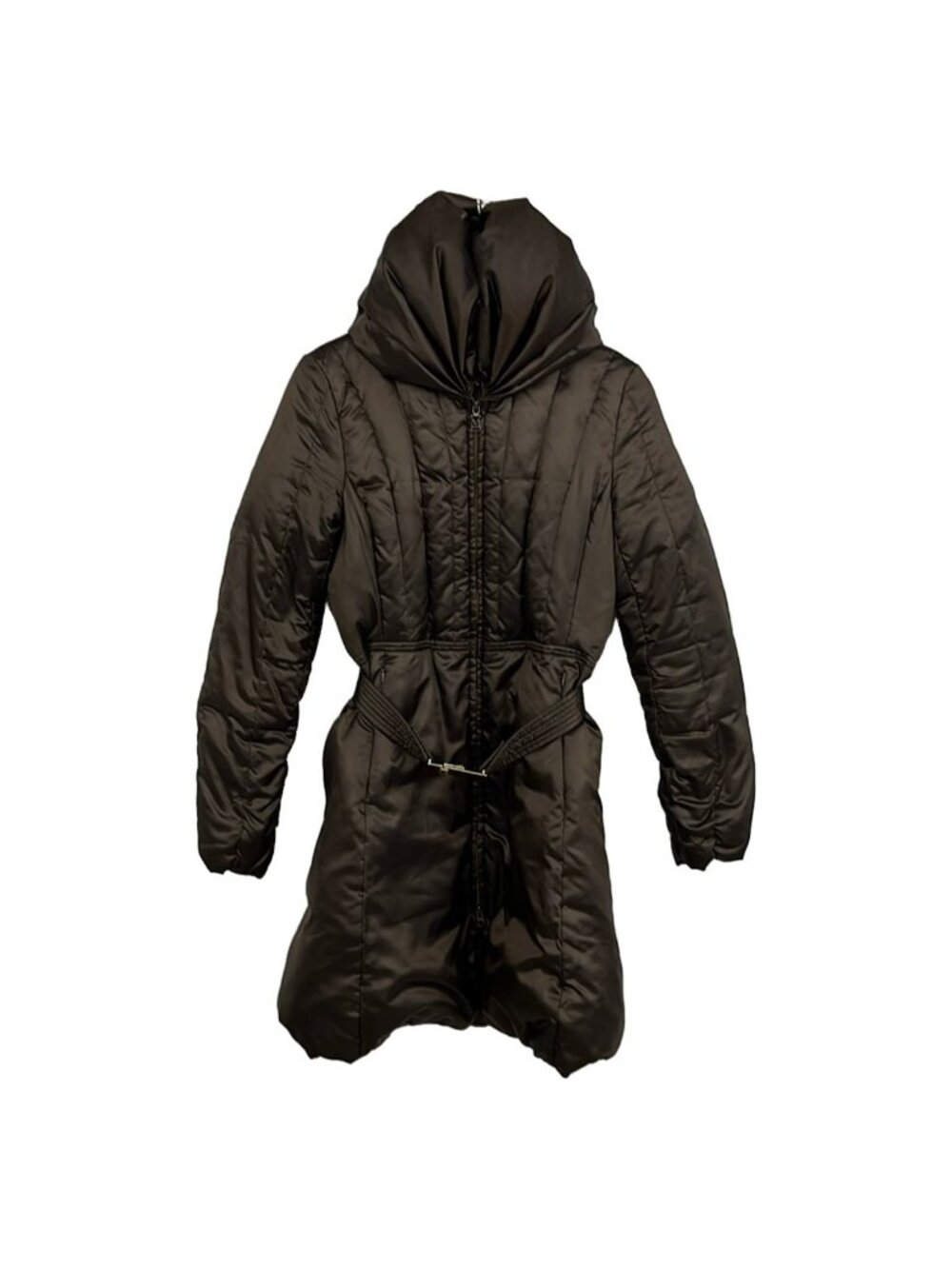 Max Mara Studio Down Coat I 38 Dark Brown Long Sleeve Zip Up Winter